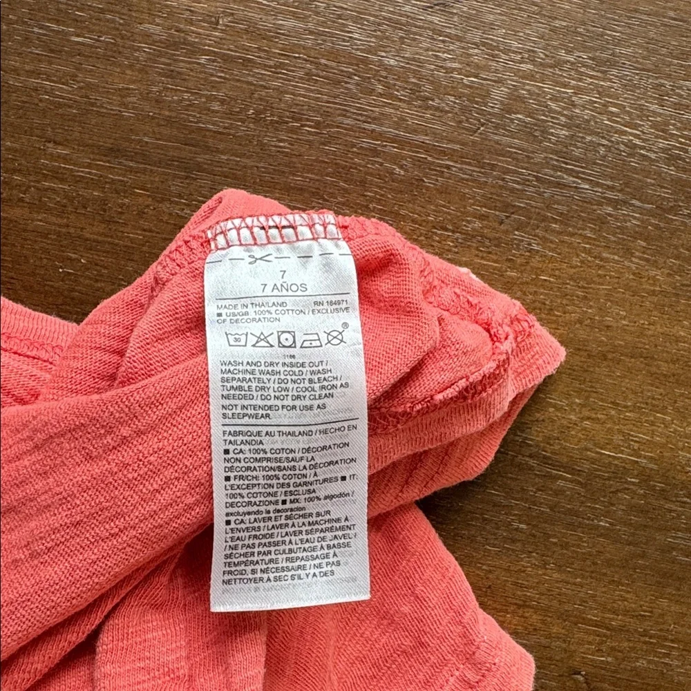 Size 7 Janie and Jack cotton pocketed salmon pink tee